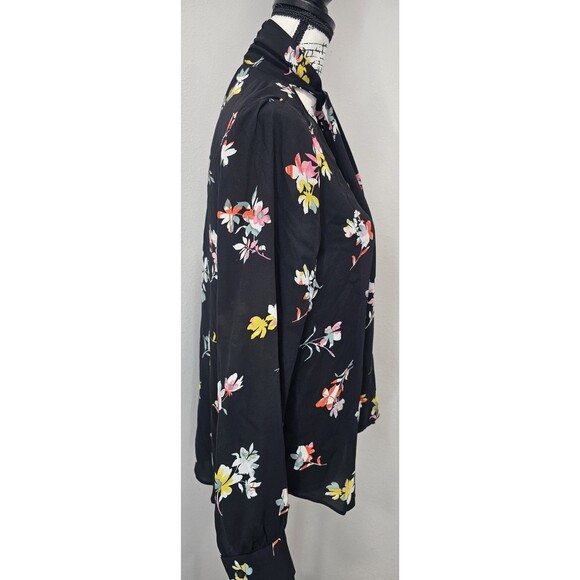 Ann Taylor Neck Tie Semi Sheer Blouse Top Shirt Floral Long Sleeve Floral XS - Picture 7 of 11